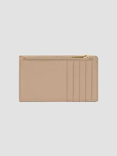 Saint Laurent Women's Cassandre Matelassé Fragments Flap Card Case in Grain de Poudre Embossed Leather - Dark Beige | Thumbnail 2 Saint Laurent Women's Cassandre Matelassé Fragments Flap Card Case in Grain de Poudre Embossed Leather - Dark Beige | Thumbnail 2