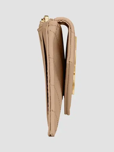 Saint Laurent Women's Cassandre Matelassé Fragments Flap Card Case in Grain de Poudre Embossed Leather - Dark Beige | Thumbnail 3 Saint Laurent Women's Cassandre Matelassé Fragments Flap Card Case in Grain de Poudre Embossed Leather - Dark Beige | Thumbnail 3