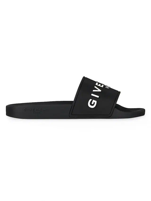 Men's Logo Pool Slide Sandals - Black Men's Logo Pool Slide Sandals - Black