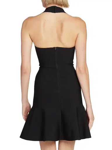 ALAIA Women's Rib-Knit Halter Flounce Minidress - Black | Thumbnail 5 ALAIA Women's Rib-Knit Halter Flounce Minidress - Black | Thumbnail 5