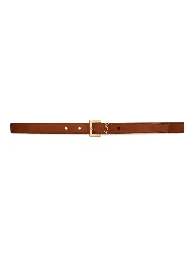 Saint Laurent Women's Cassandre Thin Belt with Square Buckle in Suede - Brick - Size 40 | Thumbnail 1 Saint Laurent Women's Cassandre Thin Belt with Square Buckle in Suede - Brick - Size 40 | Thumbnail 1