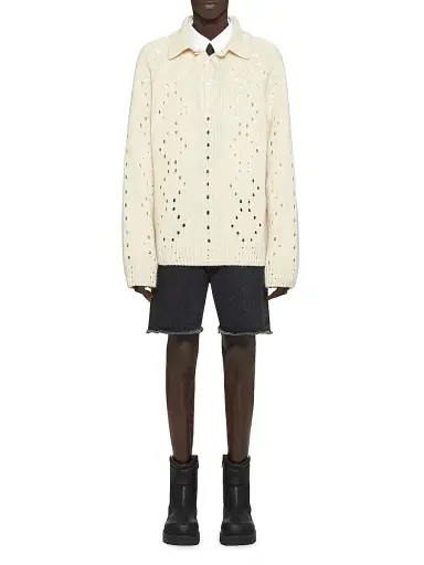 Givenchy Men's Oversized Sweater in Wool - Beige | Thumbnail 2 Givenchy Men's Oversized Sweater in Wool - Beige | Thumbnail 2