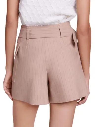 Maje Women's Striped Layered Effect Shorts - Beige | Thumbnail 3 Maje Women's Striped Layered Effect Shorts - Beige | Thumbnail 3