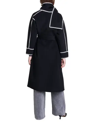 Maje Women's Two-Tone Double-Sided Coat - Black White | Thumbnail 4 Maje Women's Two-Tone Double-Sided Coat - Black White | Thumbnail 4