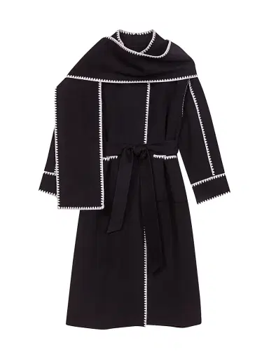 Maje Women's Two-Tone Double-Sided Coat - Black White | Thumbnail 1 Maje Women's Two-Tone Double-Sided Coat - Black White | Thumbnail 1