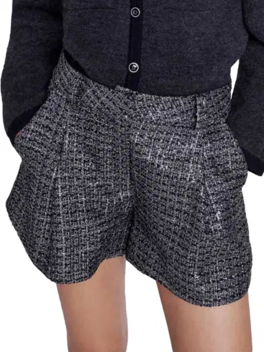 Maje Women's Tweed Shorts - Silver | Thumbnail 5 Maje Women's Tweed Shorts - Silver | Thumbnail 5