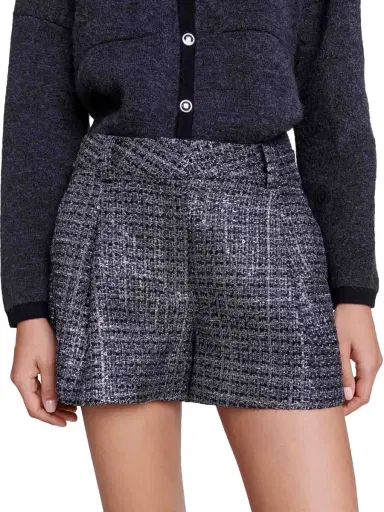 Maje Women's Tweed Shorts - Silver | Thumbnail 1 Maje Women's Tweed Shorts - Silver | Thumbnail 1