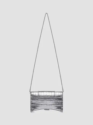 Balenciaga Women's Metallic Hourglass Wallet on Chain - Silver | Thumbnail 3 Balenciaga Women's Metallic Hourglass Wallet on Chain - Silver | Thumbnail 3