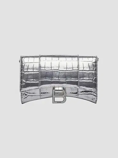 Balenciaga Women's Metallic Hourglass Wallet on Chain - Silver | Thumbnail 4 Balenciaga Women's Metallic Hourglass Wallet on Chain - Silver | Thumbnail 4