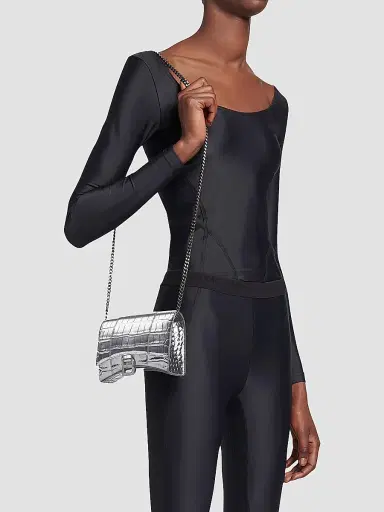 Balenciaga Women's Metallic Hourglass Wallet on Chain - Silver | Thumbnail 5 Balenciaga Women's Metallic Hourglass Wallet on Chain - Silver | Thumbnail 5