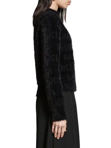 Balenciaga Women's Horizontal Allover Furry Fitted Sweater - Black | Thumbnail 3 Balenciaga Women's Horizontal Allover Furry Fitted Sweater - Black | Thumbnail 3