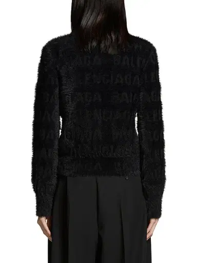 Balenciaga Women's Horizontal Allover Furry Fitted Sweater - Black | Thumbnail 4 Balenciaga Women's Horizontal Allover Furry Fitted Sweater - Black | Thumbnail 4