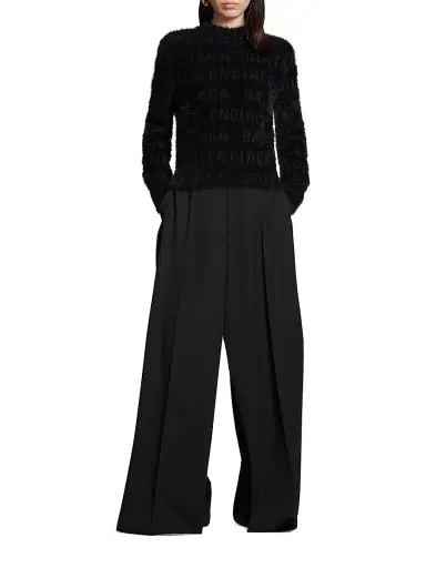 Balenciaga Women's Horizontal Allover Furry Fitted Sweater - Black | Thumbnail 6 Balenciaga Women's Horizontal Allover Furry Fitted Sweater - Black | Thumbnail 6