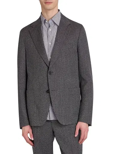 Officine Générale Men's Arthus Herringbone Wool Jacket - Grey | Thumbnail 3 Officine Générale Men's Arthus Herringbone Wool Jacket - Grey | Thumbnail 3