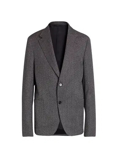 Officine Générale Men's Arthus Herringbone Wool Jacket - Grey | Thumbnail 1 Officine Générale Men's Arthus Herringbone Wool Jacket - Grey | Thumbnail 1