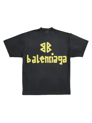 Balenciaga Women's Tape Type T-Shirt Medium Fit - Black Faded - Size Large | Thumbnail 2 Balenciaga Women's Tape Type T-Shirt Medium Fit - Black Faded - Size Large | Thumbnail 2