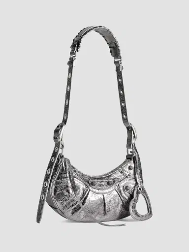 Balenciaga Women's Le Cagole XS Shoulder Bag Metallized - Silver | Thumbnail 2 Balenciaga Women's Le Cagole XS Shoulder Bag Metallized - Silver | Thumbnail 2