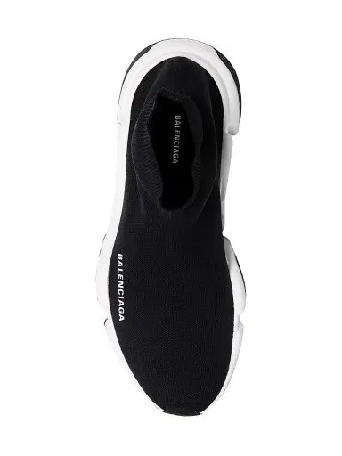 Balenciaga Men's Speed Recycled Knit Sneakers - Black White | Thumbnail 4 Balenciaga Men's Speed Recycled Knit Sneakers - Black White | Thumbnail 4