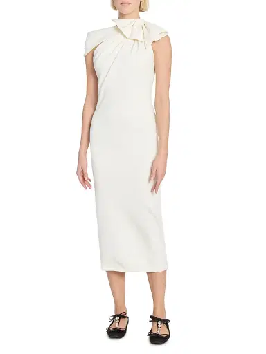 Giambattista Valli Women's Asymmetric Bow Knit Midi-Dress - Ivory - Size 8 | Thumbnail 2 Giambattista Valli Women's Asymmetric Bow Knit Midi-Dress - Ivory - Size 8 | Thumbnail 2