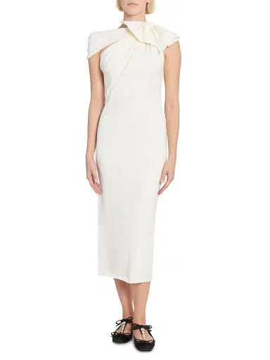 Giambattista Valli Women's Asymmetric Bow Knit Midi-Dress - Ivory - Size 8 | Thumbnail 3 Giambattista Valli Women's Asymmetric Bow Knit Midi-Dress - Ivory - Size 8 | Thumbnail 3