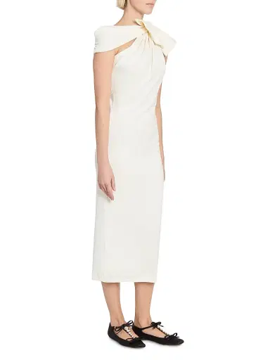 Giambattista Valli Women's Asymmetric Bow Knit Midi-Dress - Ivory - Size 8 | Thumbnail 4 Giambattista Valli Women's Asymmetric Bow Knit Midi-Dress - Ivory - Size 8 | Thumbnail 4