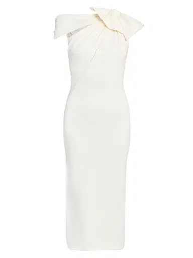Giambattista Valli Women's Asymmetric Bow Knit Midi-Dress - Ivory - Size 8 | Thumbnail 1 Giambattista Valli Women's Asymmetric Bow Knit Midi-Dress - Ivory - Size 8 | Thumbnail 1