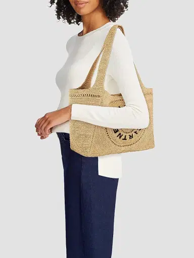 Stella McCartney Women's Logo-Embroidered Crochet Raffia Tote Bag | Thumbnail 2 Stella McCartney Women's Logo-Embroidered Crochet Raffia Tote Bag | Thumbnail 2