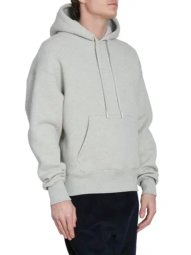 AMI Paris Men's Logo-Embossed Cotton-Blend Hoodie - Heather Ash Grey | Thumbnail 4 AMI Paris Men's Logo-Embossed Cotton-Blend Hoodie - Heather Ash Grey | Thumbnail 4