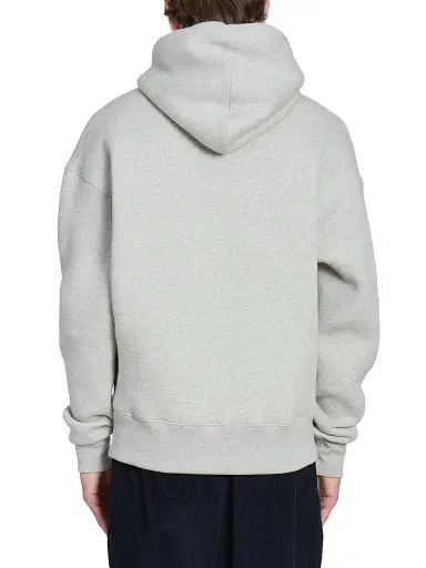 AMI Paris Men's Logo-Embossed Cotton-Blend Hoodie - Heather Ash Grey | Thumbnail 5 AMI Paris Men's Logo-Embossed Cotton-Blend Hoodie - Heather Ash Grey | Thumbnail 5