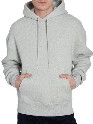 AMI Paris Men's Logo-Embossed Cotton-Blend Hoodie - Heather Ash Grey | Thumbnail 6 AMI Paris Men's Logo-Embossed Cotton-Blend Hoodie - Heather Ash Grey | Thumbnail 6