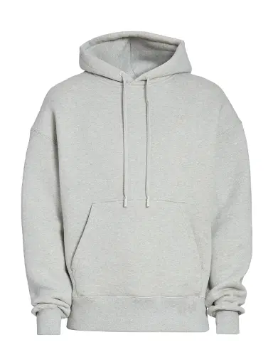 AMI Paris Men's Logo-Embossed Cotton-Blend Hoodie - Heather Ash Grey | Thumbnail 1 AMI Paris Men's Logo-Embossed Cotton-Blend Hoodie - Heather Ash Grey | Thumbnail 1