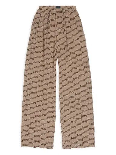 Balenciaga Women's BB Monogram Pyjama Pants - Beige Brown | Thumbnail 1 Balenciaga Women's BB Monogram Pyjama Pants - Beige Brown | Thumbnail 1