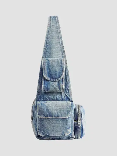 Balenciaga Women's Superbusy Sling Shoulder Bag in Denim - Blue | Thumbnail 3 Balenciaga Women's Superbusy Sling Shoulder Bag in Denim - Blue | Thumbnail 3