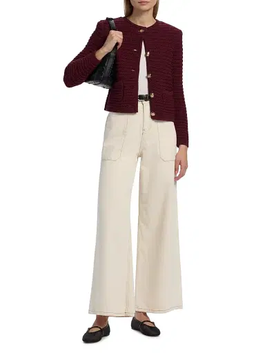 Ba&sh Women's Gaspard Cotton-Blend Knit Cardigan - Bordeaux - Size XL | Thumbnail 2 Ba&sh Women's Gaspard Cotton-Blend Knit Cardigan - Bordeaux - Size XL | Thumbnail 2