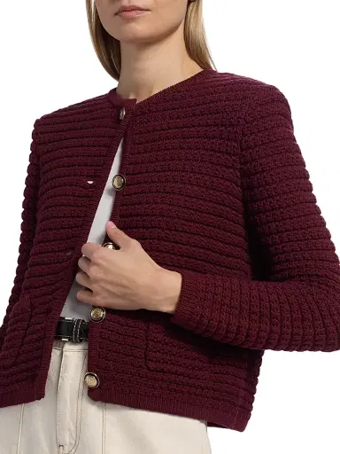 Ba&sh Women's Gaspard Cotton-Blend Knit Cardigan - Bordeaux - Size XL | Thumbnail 6 Ba&sh Women's Gaspard Cotton-Blend Knit Cardigan - Bordeaux - Size XL | Thumbnail 6