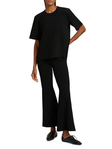 Stella McCartney Women's Compact Knit Short-Sleeve Top - Black | Thumbnail 2 Stella McCartney Women's Compact Knit Short-Sleeve Top - Black | Thumbnail 2