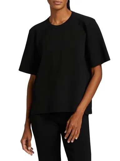 Stella McCartney Women's Compact Knit Short-Sleeve Top - Black | Thumbnail 3 Stella McCartney Women's Compact Knit Short-Sleeve Top - Black | Thumbnail 3