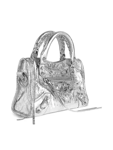 Balenciaga Women's Le City Metallized Mini Top Handle Bag - Silver | Thumbnail 2 Balenciaga Women's Le City Metallized Mini Top Handle Bag - Silver | Thumbnail 2