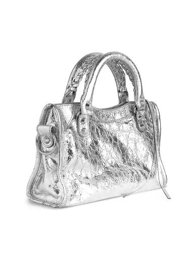 Balenciaga Women's Le City Metallized Mini Top Handle Bag - Silver | Thumbnail 3 Balenciaga Women's Le City Metallized Mini Top Handle Bag - Silver | Thumbnail 3