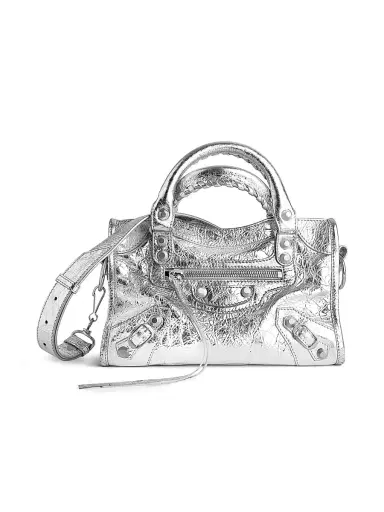 Balenciaga Women's Le City Metallized Mini Top Handle Bag - Silver | Thumbnail 1 Balenciaga Women's Le City Metallized Mini Top Handle Bag - Silver | Thumbnail 1