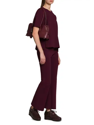 Stella McCartney Women's Compact Knit Kick-Flare Pants - Bordeaux | Thumbnail 2 Stella McCartney Women's Compact Knit Kick-Flare Pants - Bordeaux | Thumbnail 2