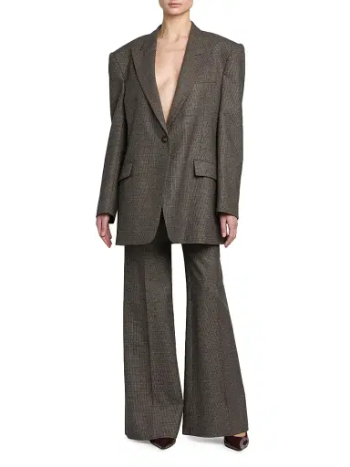 Stella McCartney Women's Wool Oversized Blazer - Camel Grey | Thumbnail 2 Stella McCartney Women's Wool Oversized Blazer - Camel Grey | Thumbnail 2