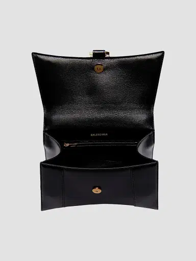 Balenciaga Women's Hourglass Small Box Leather Top Handle Bag - Black | Thumbnail 4 Balenciaga Women's Hourglass Small Box Leather Top Handle Bag - Black | Thumbnail 4