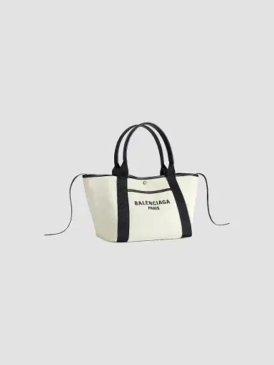 Balenciaga Women's Biarritz Tote Bag - Beige Black | Thumbnail 4 Balenciaga Women's Biarritz Tote Bag - Beige Black | Thumbnail 4