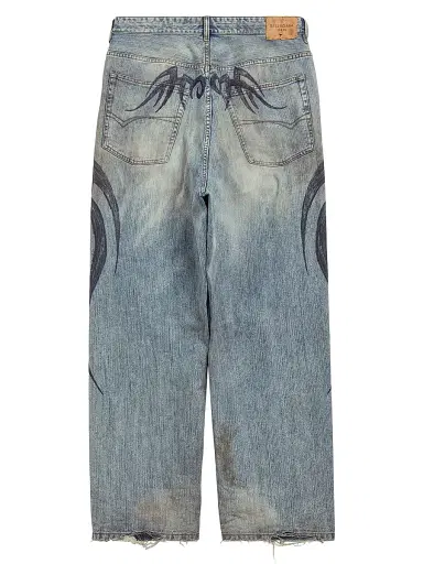 Balenciaga Men's Y2k Stretched Knee Baggy Pants - Light Blue | Thumbnail 2 Balenciaga Men's Y2k Stretched Knee Baggy Pants - Light Blue | Thumbnail 2