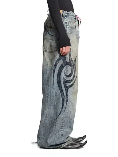 Balenciaga Men's Y2k Stretched Knee Baggy Pants - Light Blue | Thumbnail 5 Balenciaga Men's Y2k Stretched Knee Baggy Pants - Light Blue | Thumbnail 5