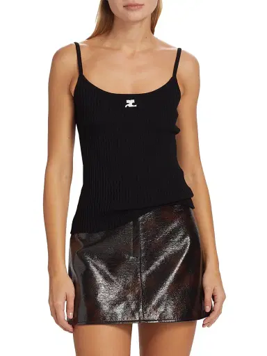 Courrèges Women's Re-Edition Rib-Knit Tank - Black | Thumbnail 3 Courrèges Women's Re-Edition Rib-Knit Tank - Black | Thumbnail 3