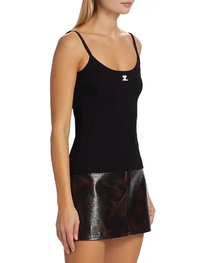 Courrèges Women's Re-Edition Rib-Knit Tank - Black | Thumbnail 4 Courrèges Women's Re-Edition Rib-Knit Tank - Black | Thumbnail 4