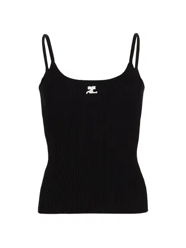 Courrèges Women's Re-Edition Rib-Knit Tank - Black | Thumbnail 1 Courrèges Women's Re-Edition Rib-Knit Tank - Black | Thumbnail 1