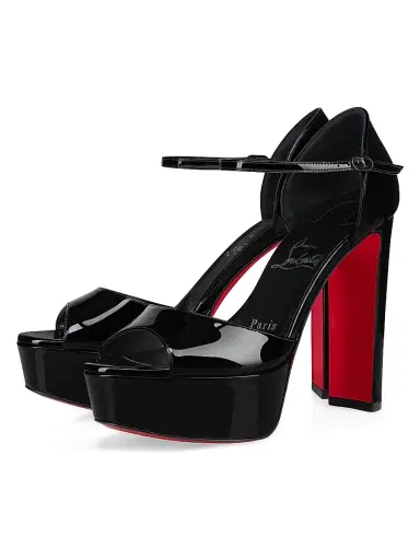 Christian Louboutin Women's Sandaloo Patent Leather 130MM Sandals - Black - Size 12 | Thumbnail 2 Christian Louboutin Women's Sandaloo Patent Leather 130MM Sandals - Black - Size 12 | Thumbnail 2